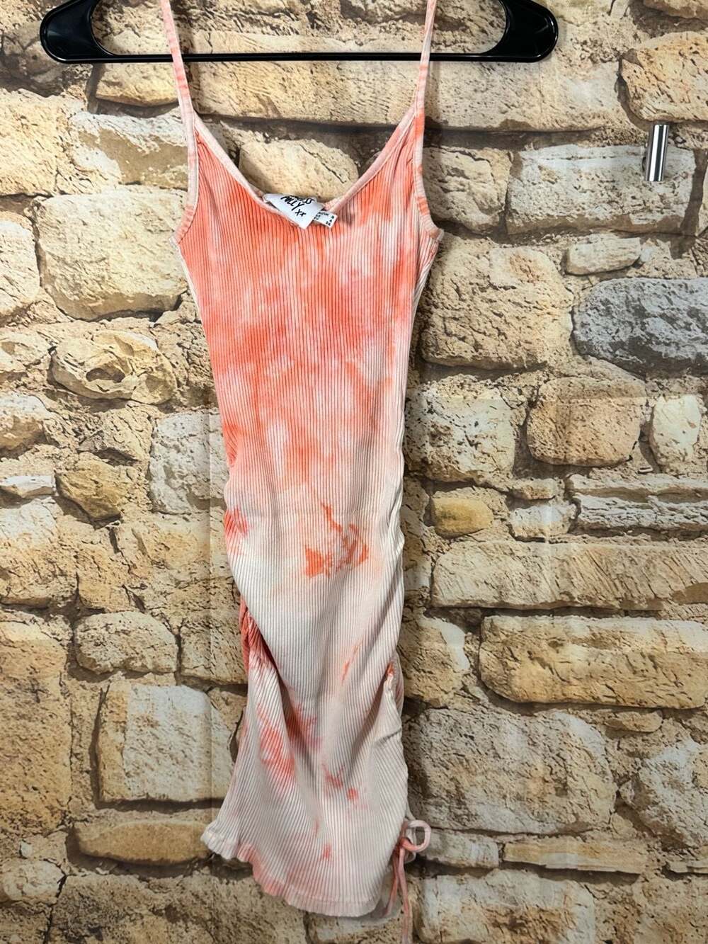 Princess Polly Mini Dress Size US 4 Pink Orange Tie Dye Ribbed